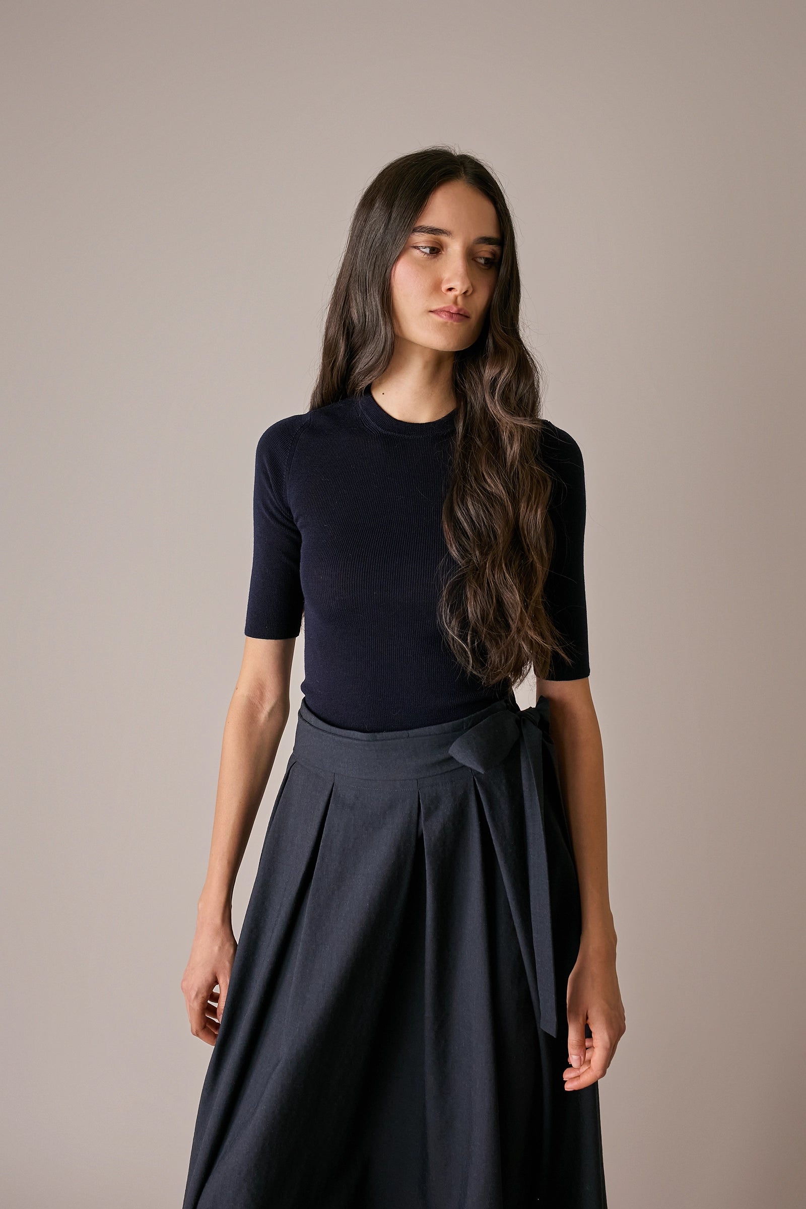 Maglia girocollo a mezze maniche