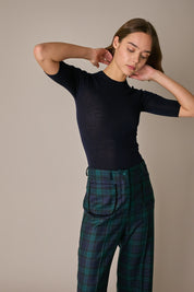 Short-sleeved wool crewneck 