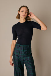 Short-sleeved wool crewneck 