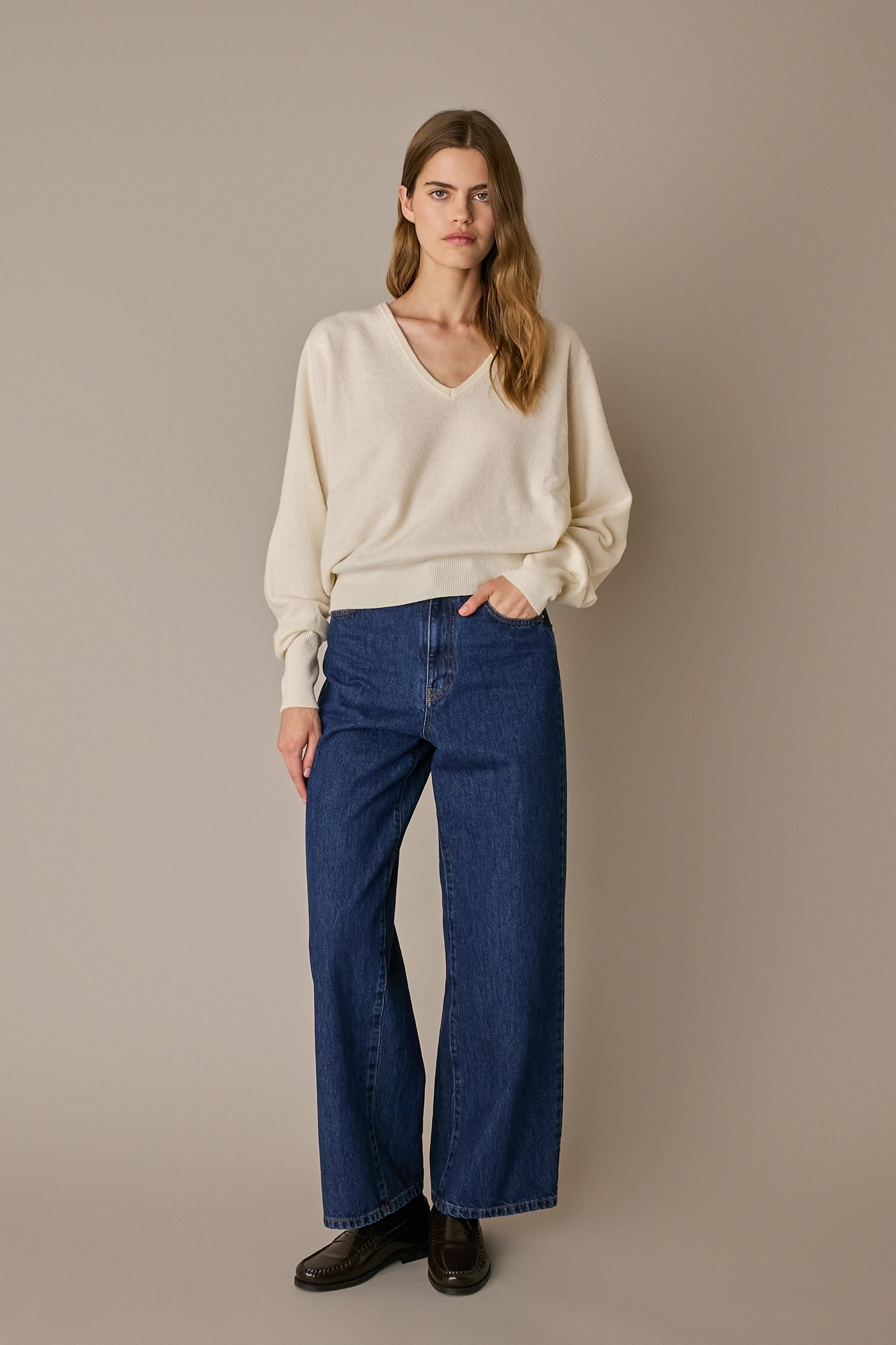 Oversized wool V-neck sweater