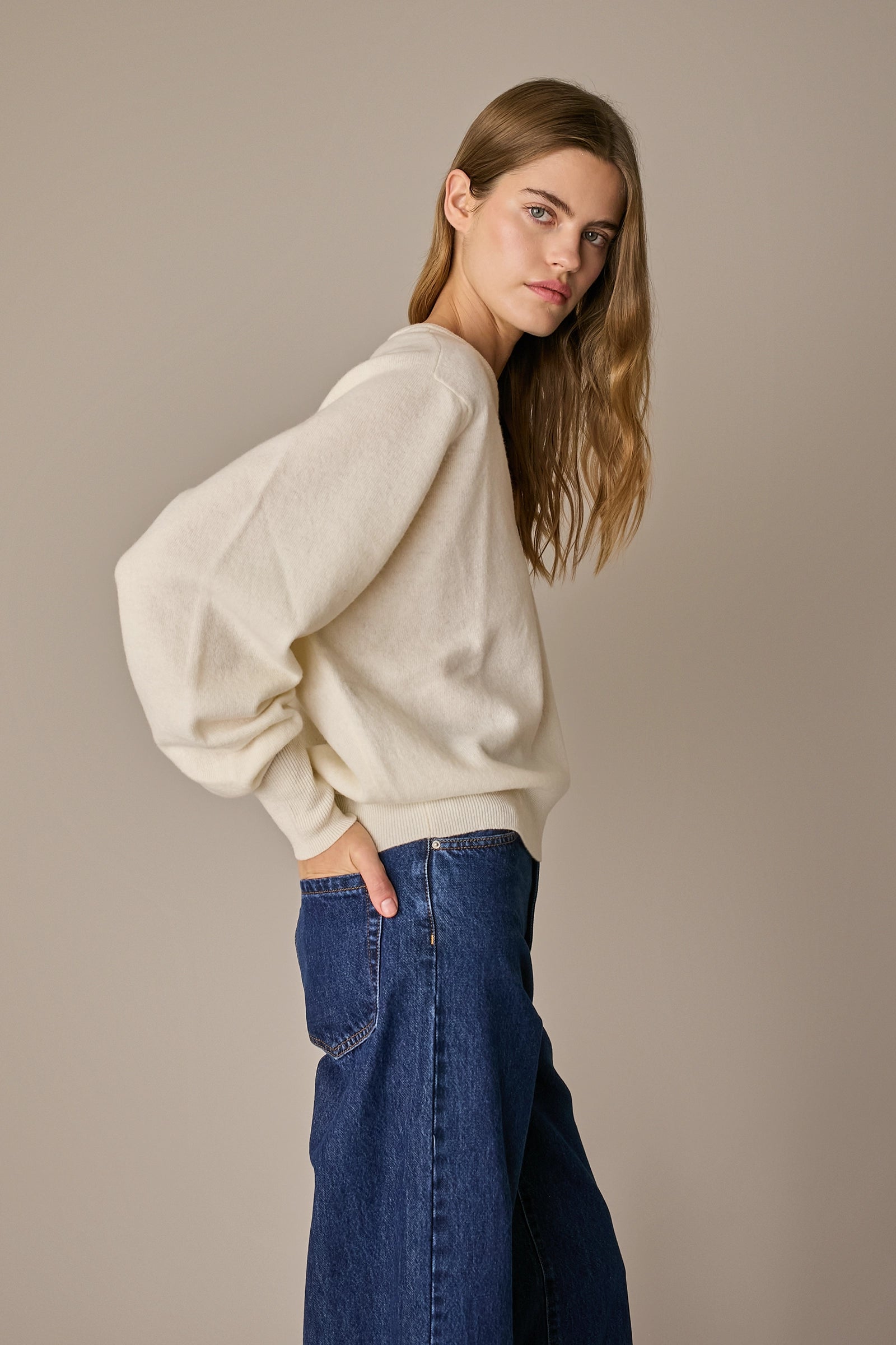Oversized wool V-neck sweater