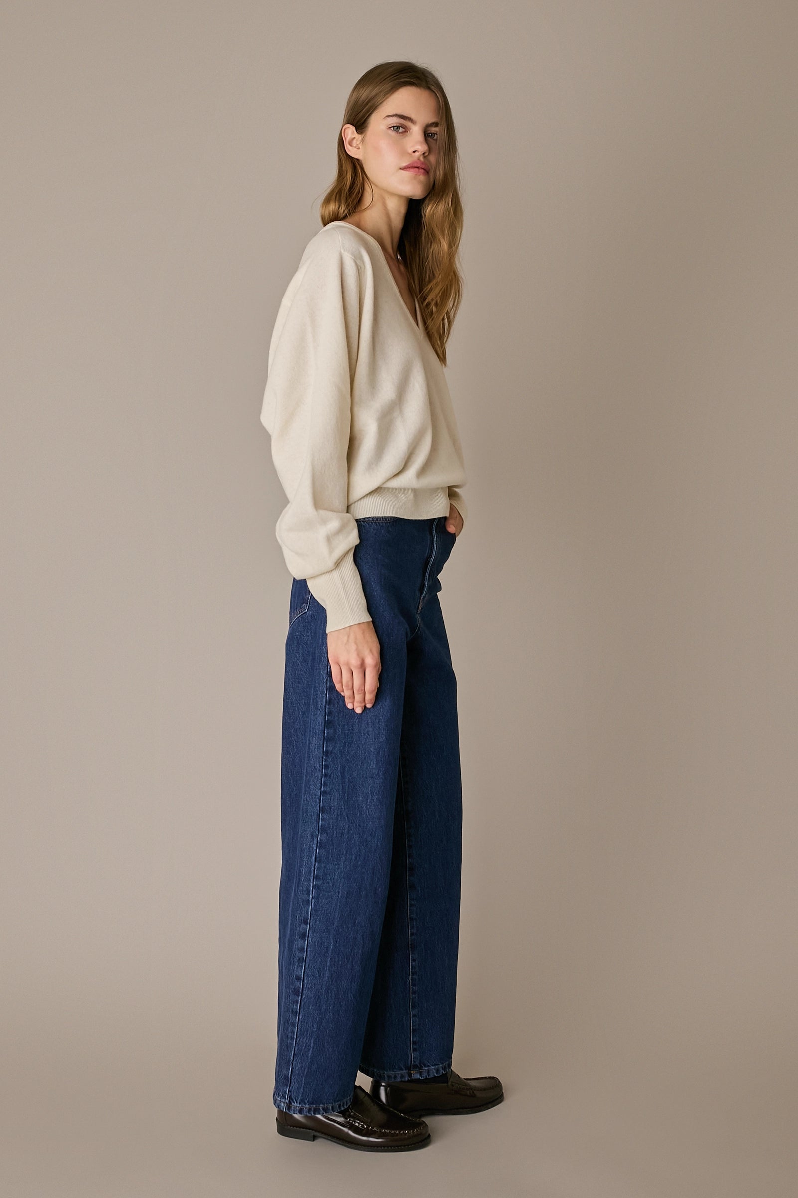 Oversized wool V-neck sweater