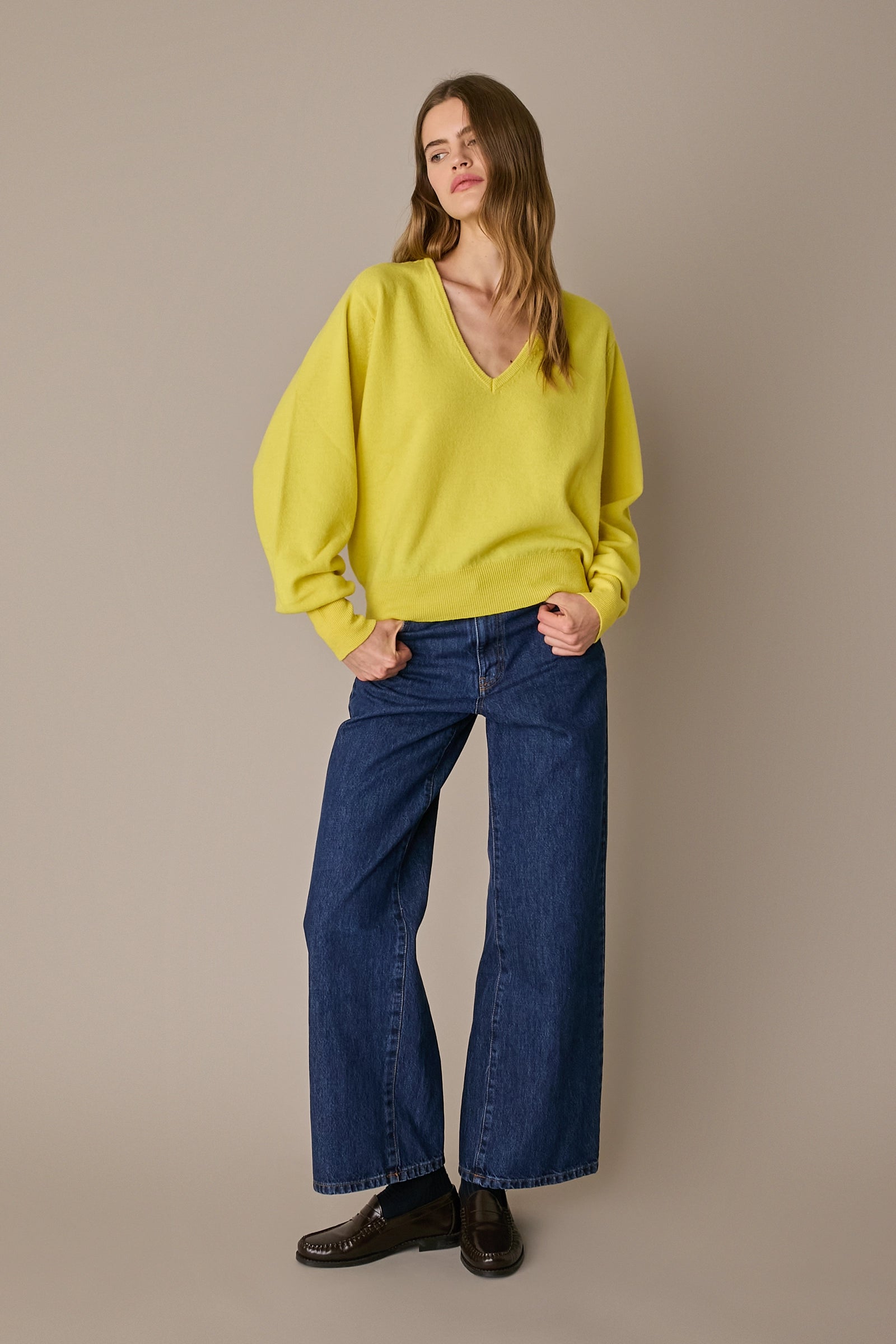 Oversized wool V-neck sweater