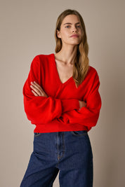 Oversized wool V-neck sweater