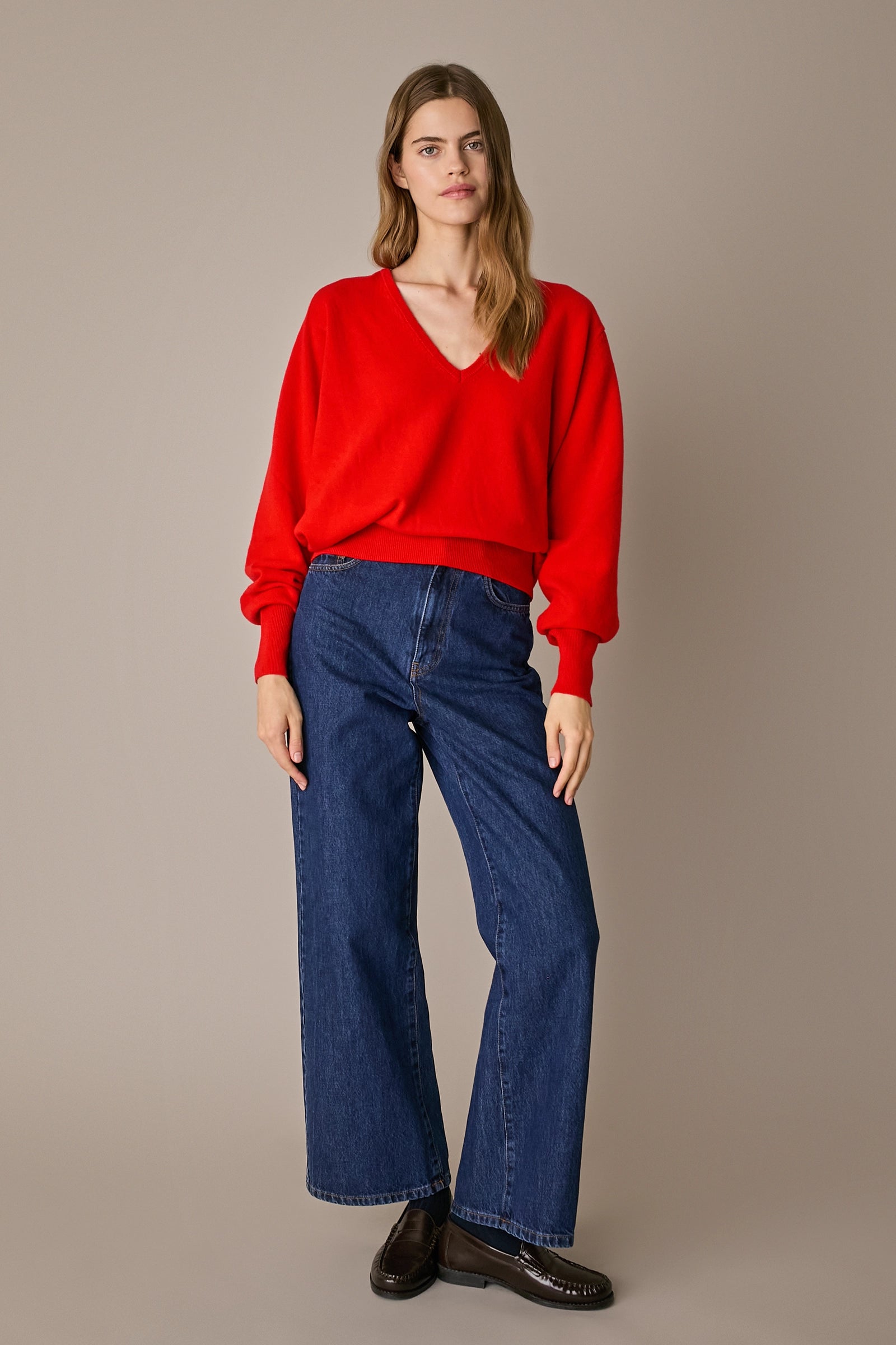 Oversized wool V-neck sweater