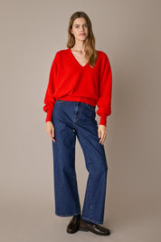 Oversized wool V-neck sweater