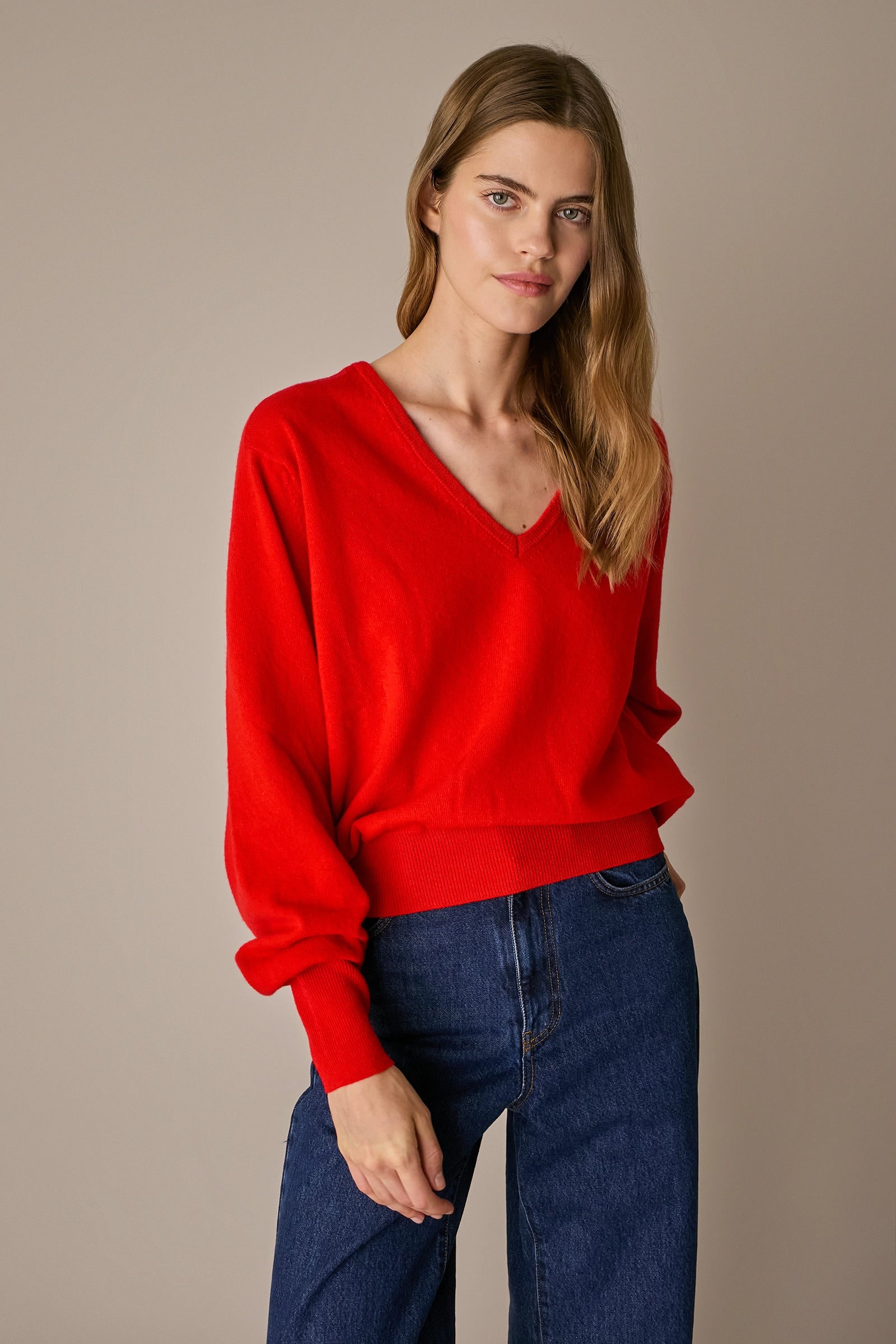 Oversized wool V-neck sweater