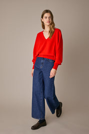 Oversized wool V-neck sweater