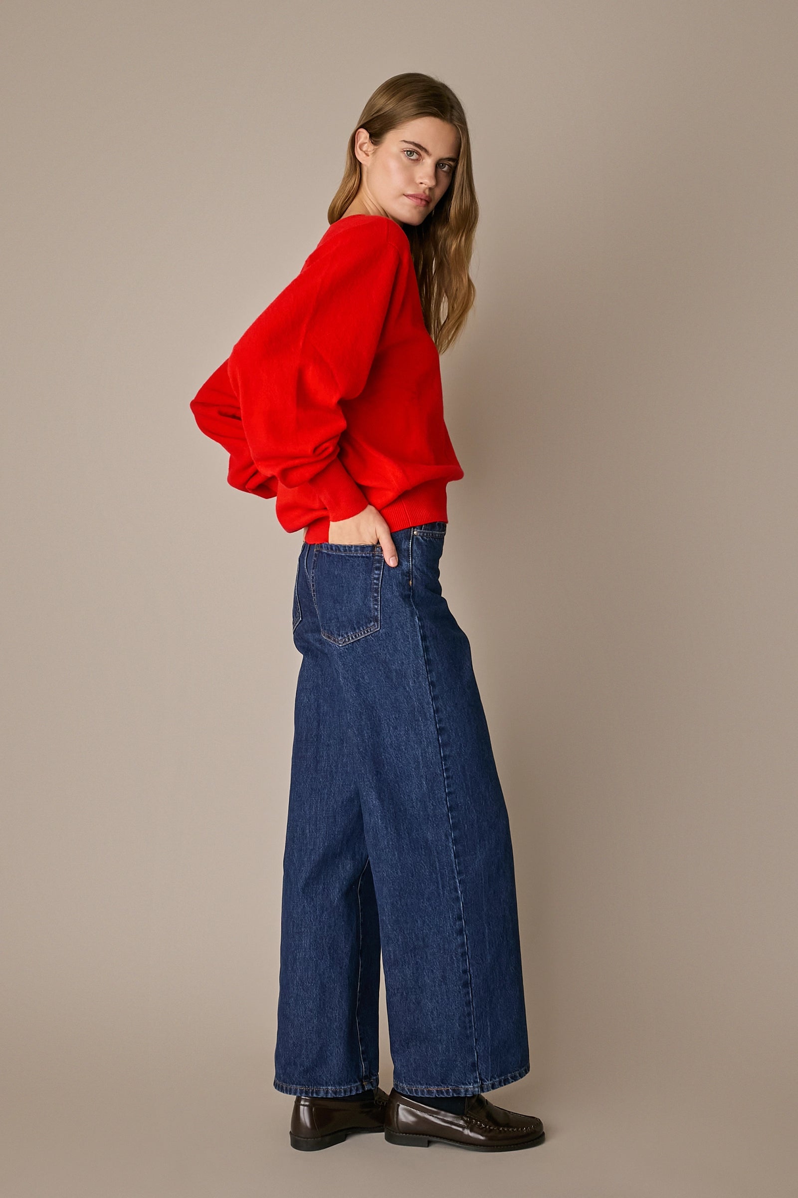Oversized wool V-neck sweater