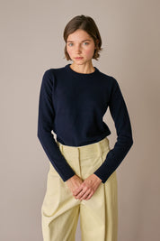 maglia girocollo in lana e cashmere, made in italy, caffe