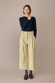 maglia girocollo in lana e cashmere blu navy
