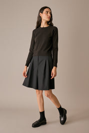 maglia girocollo in lana e cashmere, made in italy, blu navy