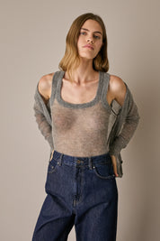 Set cardigan e top in alpaca e mohair