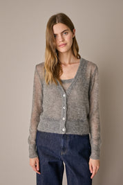 Set cardigan e top in alpaca e mohair