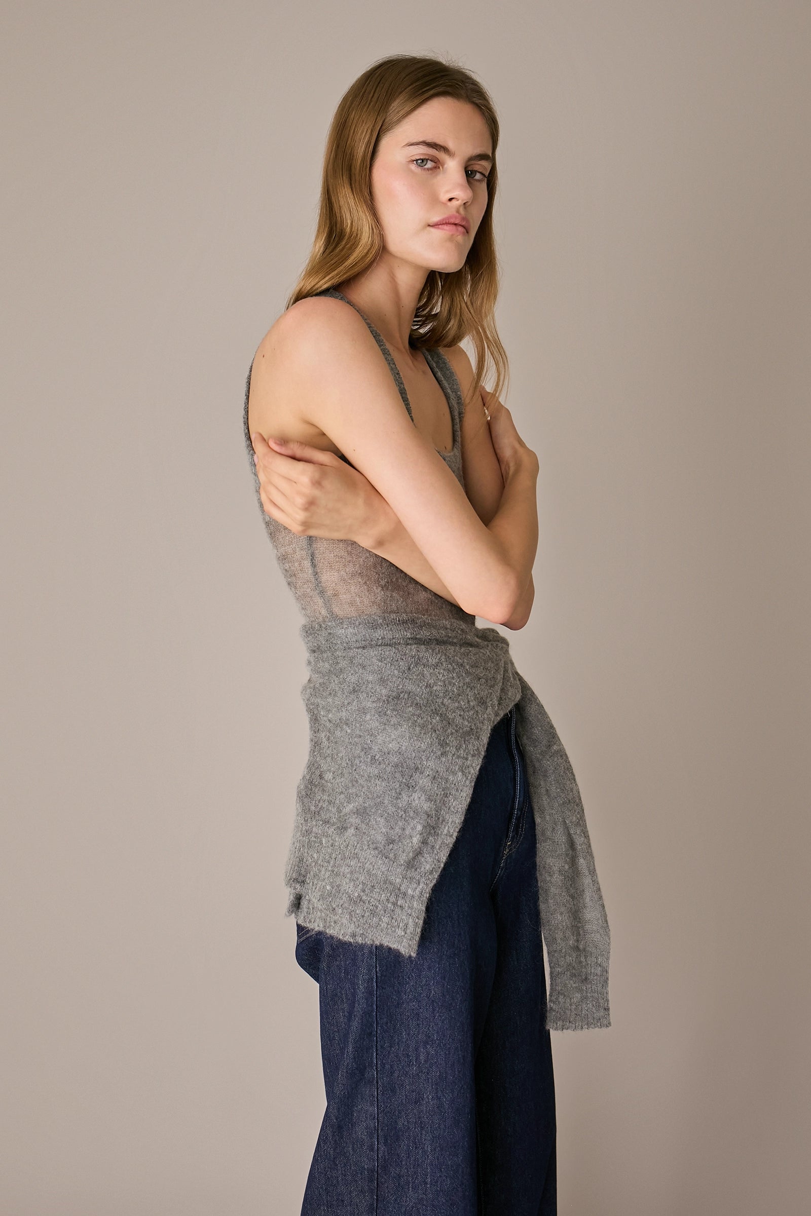 Set cardigan e top in alpaca e mohair