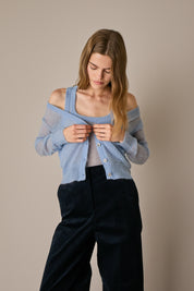 Set cardigan e top in alpaca e mohair