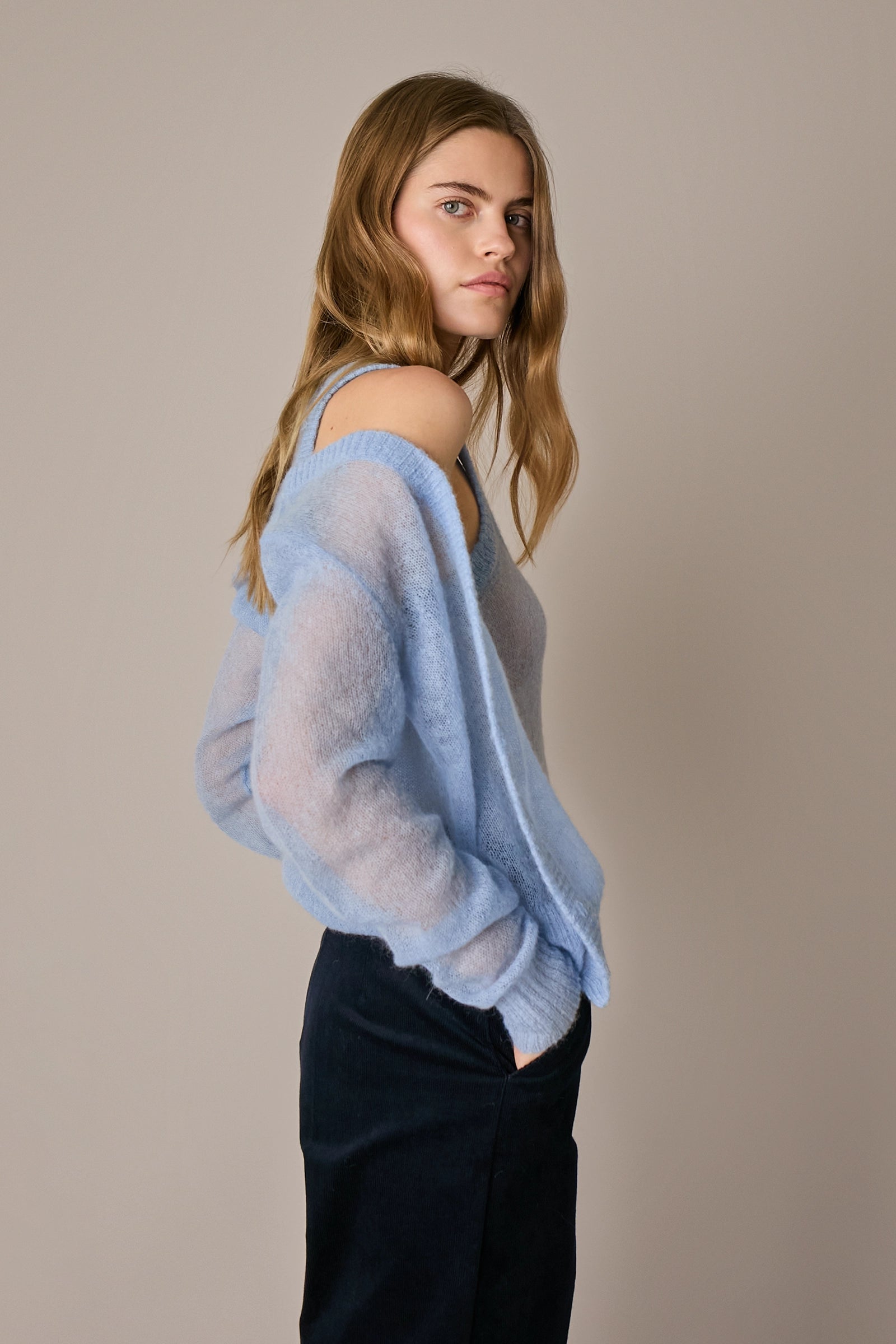 Set cardigan e top in alpaca e mohair