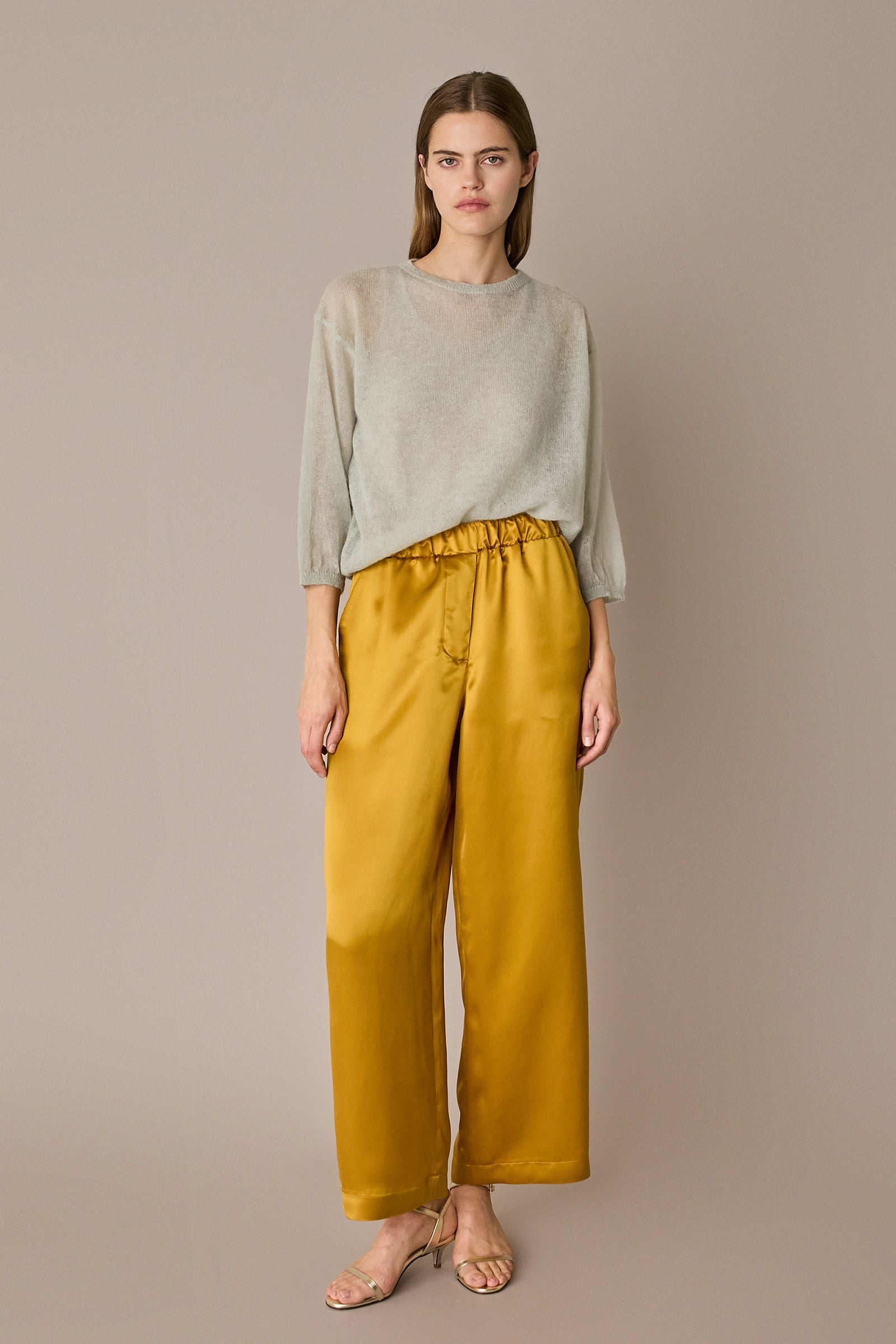 Girocollo con maniche ampie in blend di mohair