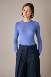 Maglia girocollo sottile in alpaca e mohair