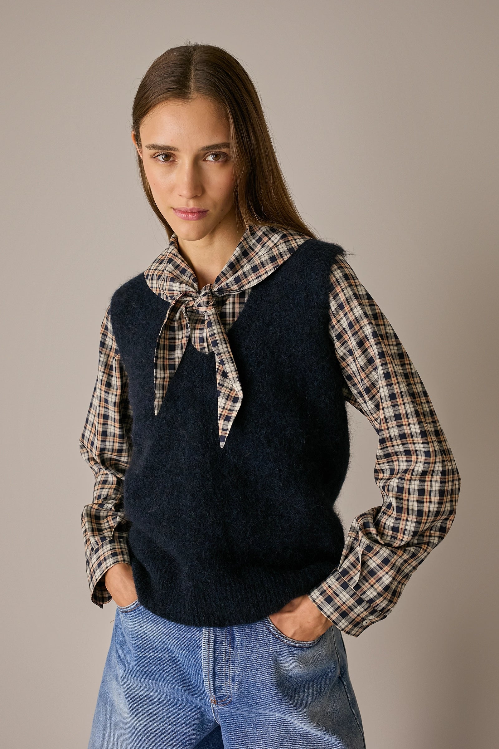 Mohair-blend V-neck vest
