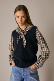 Mohair-blend V-neck vest