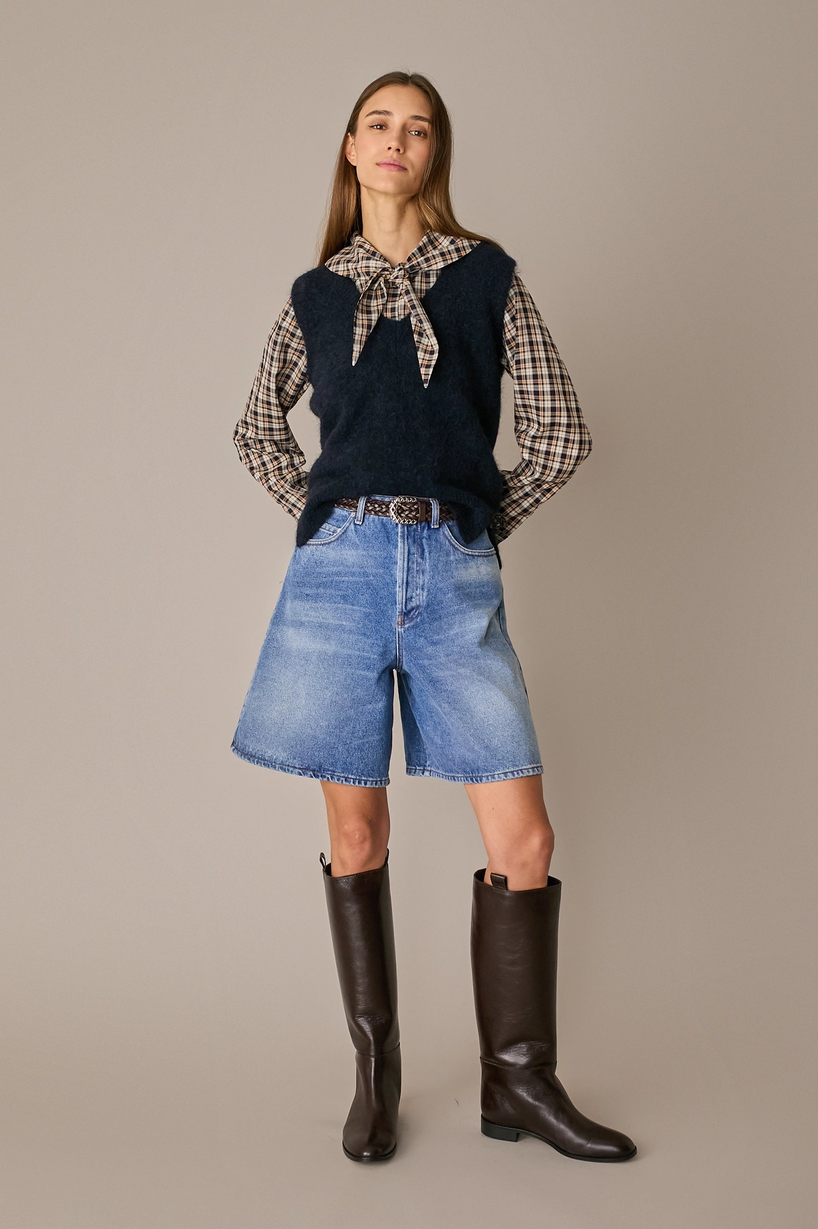 Mohair-blend V-neck vest