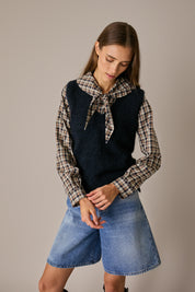 Mohair-blend V-neck vest
