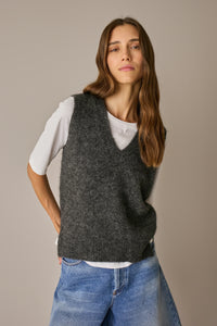 Mohair-blend V-neck vest - Grey / S
