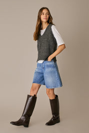 Mohair-blend V-neck vest