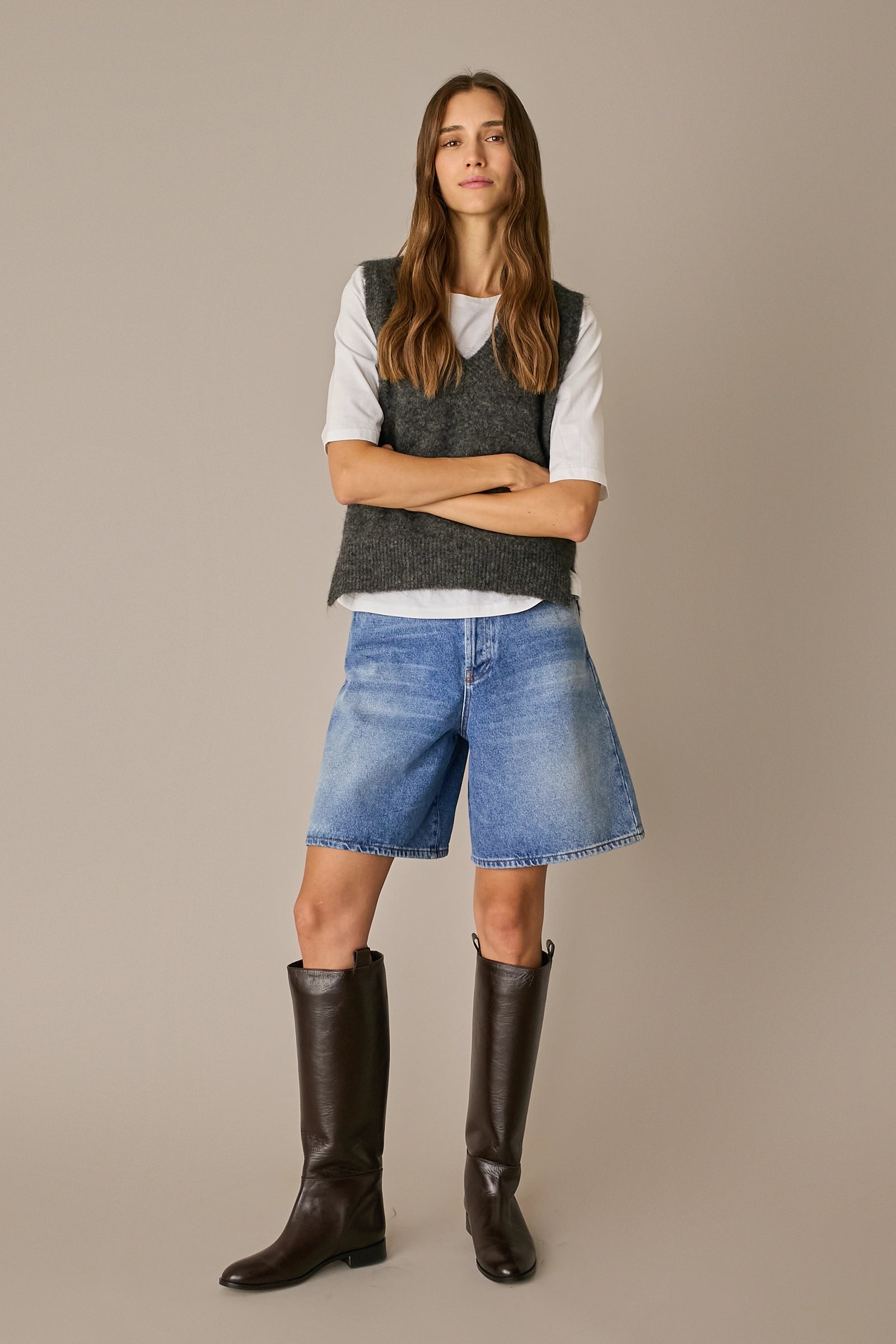 Mohair-blend V-neck vest