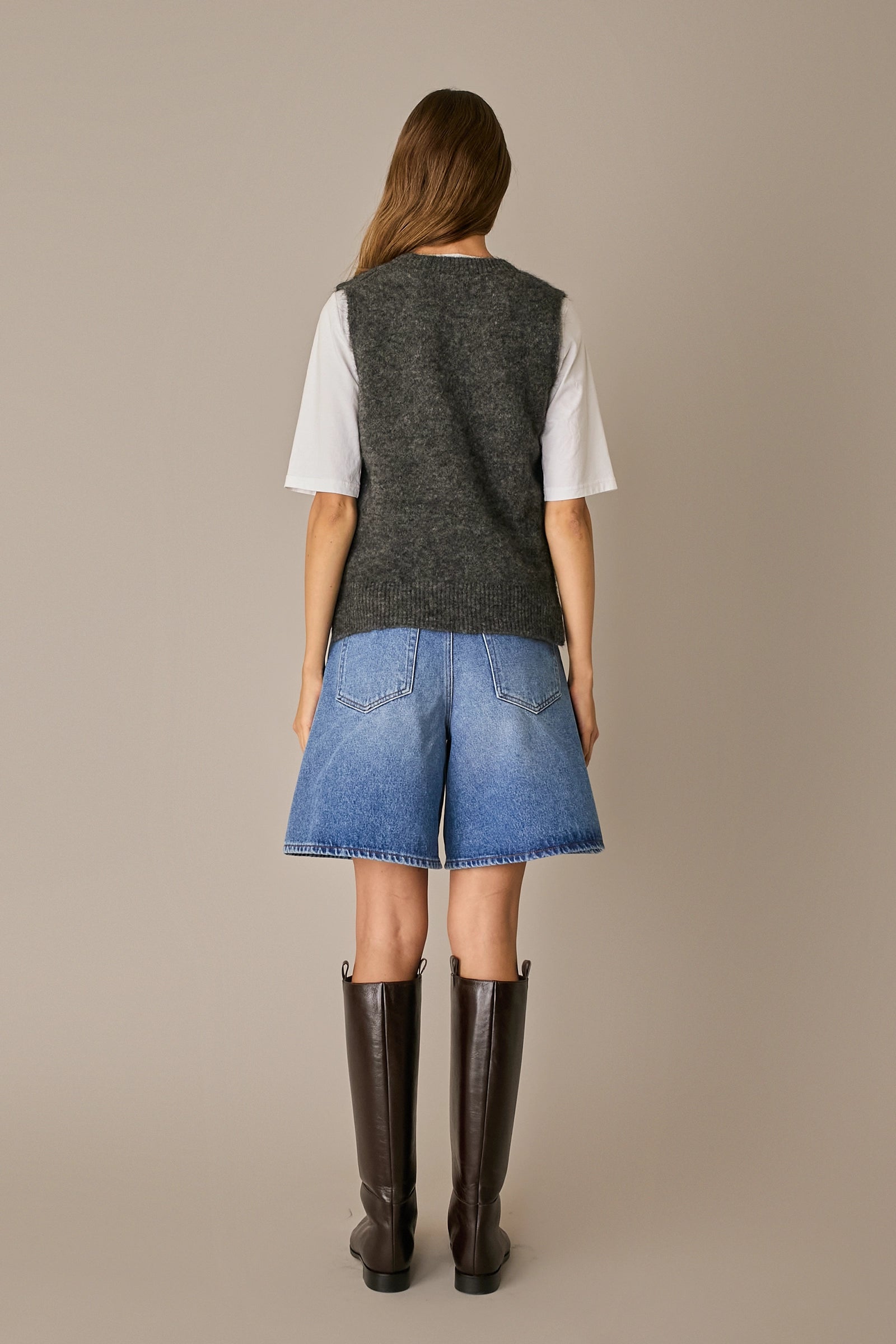 Mohair-blend V-neck vest