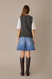 Mohair-blend V-neck vest