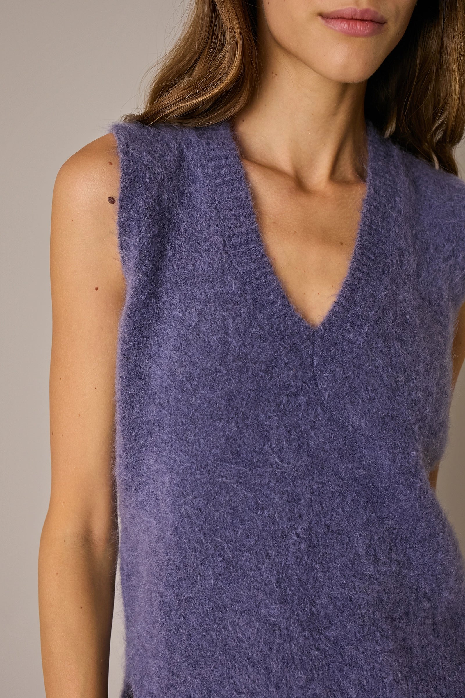 Mohair-blend V-neck vest