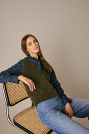 Mohair-blend V-neck vest
