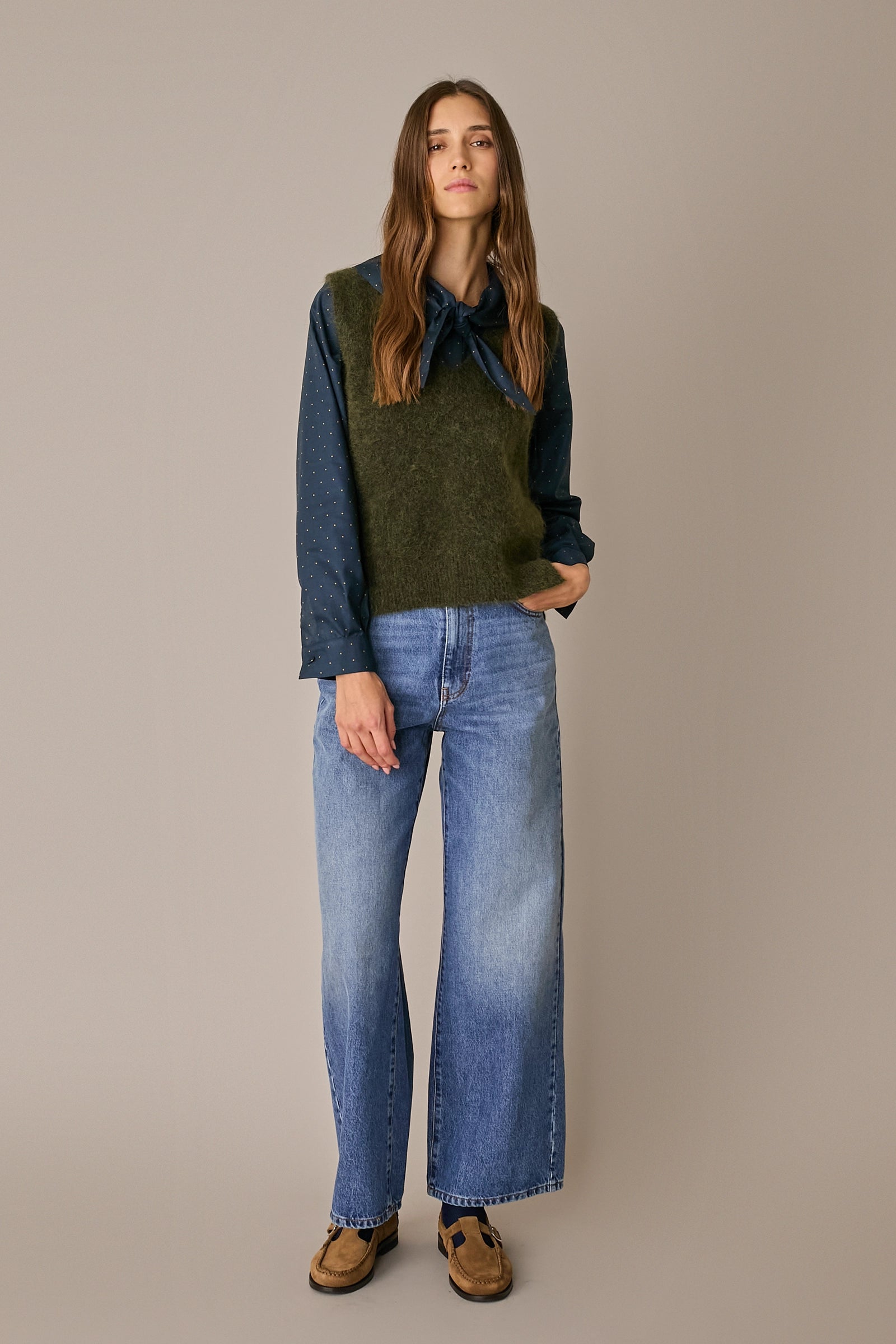 Mohair-blend V-neck vest