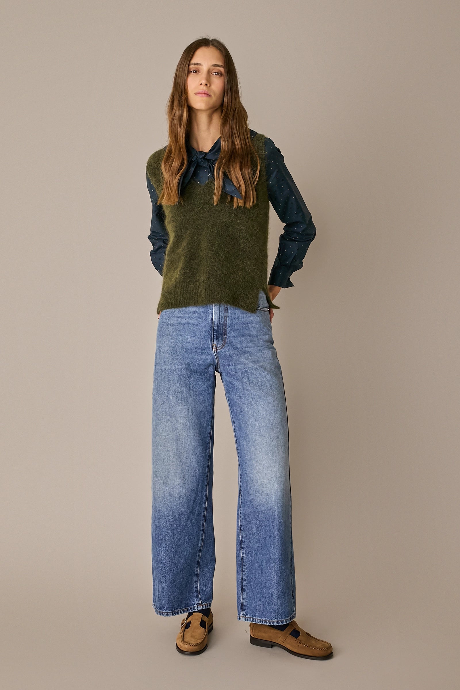 Mohair-blend V-neck vest