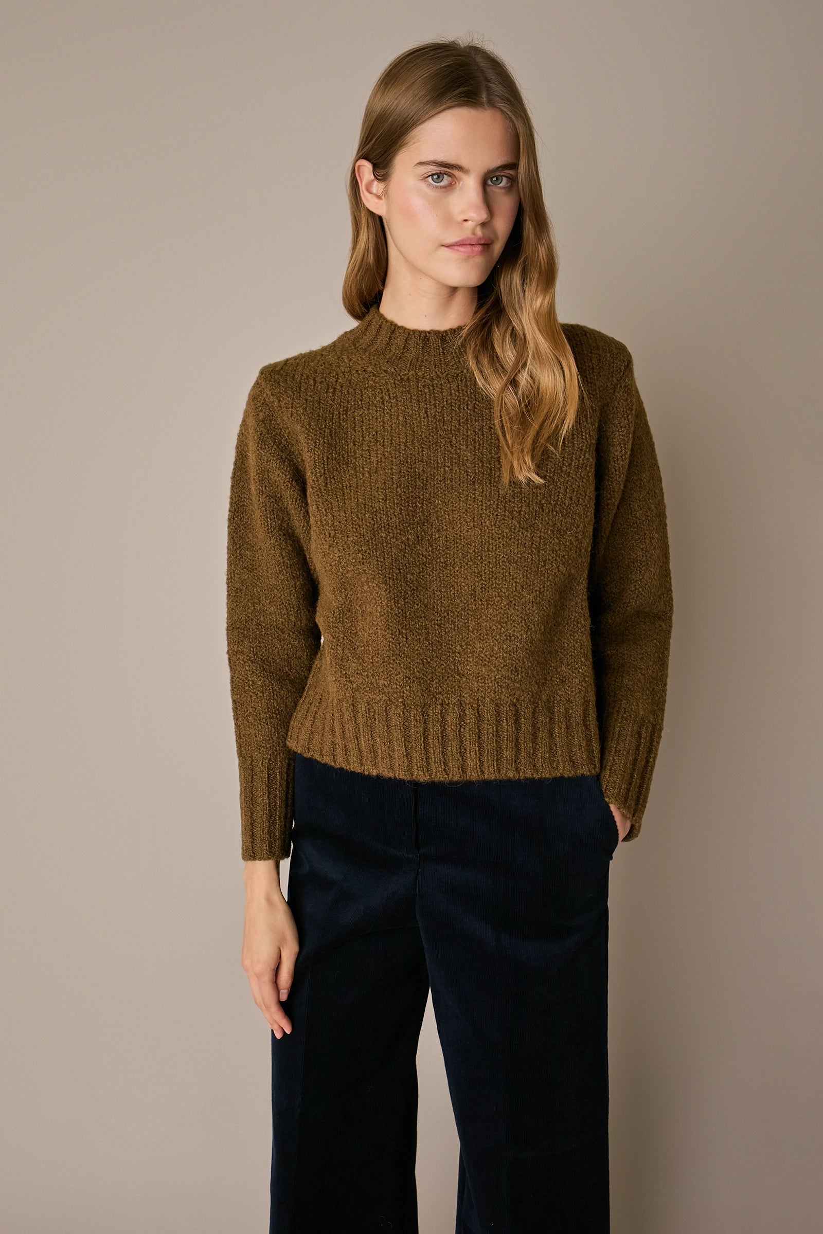 Maglia girocollo in lana e alpaca