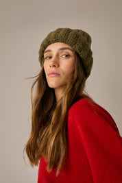 Organic wool and alpaca ribbed beanie