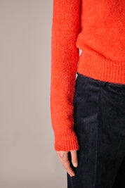 maglia collo a vulcano in alpaca e mohair, collo a vulcano, azzurro