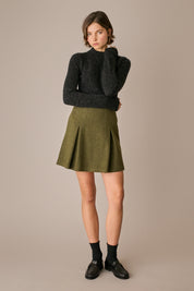 maglia collo a vulcano in alpaca e mohair antracite, collo a vulcano, made in italy