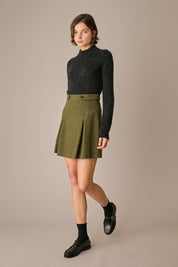 maglia collo a vulcano in alpaca e mohair antracite, collo a vulcano, lazzari