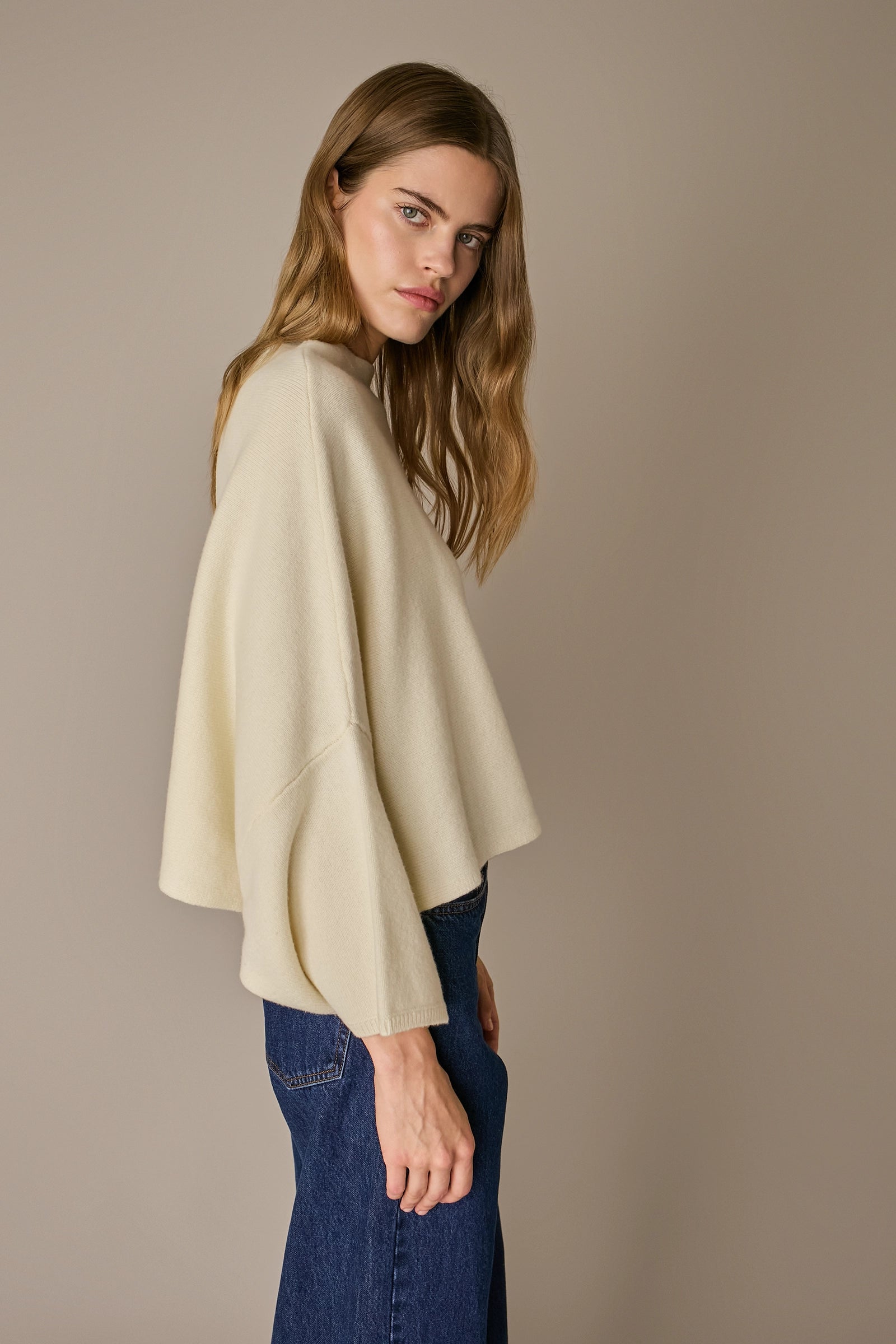 Oversized wool cape sweater
