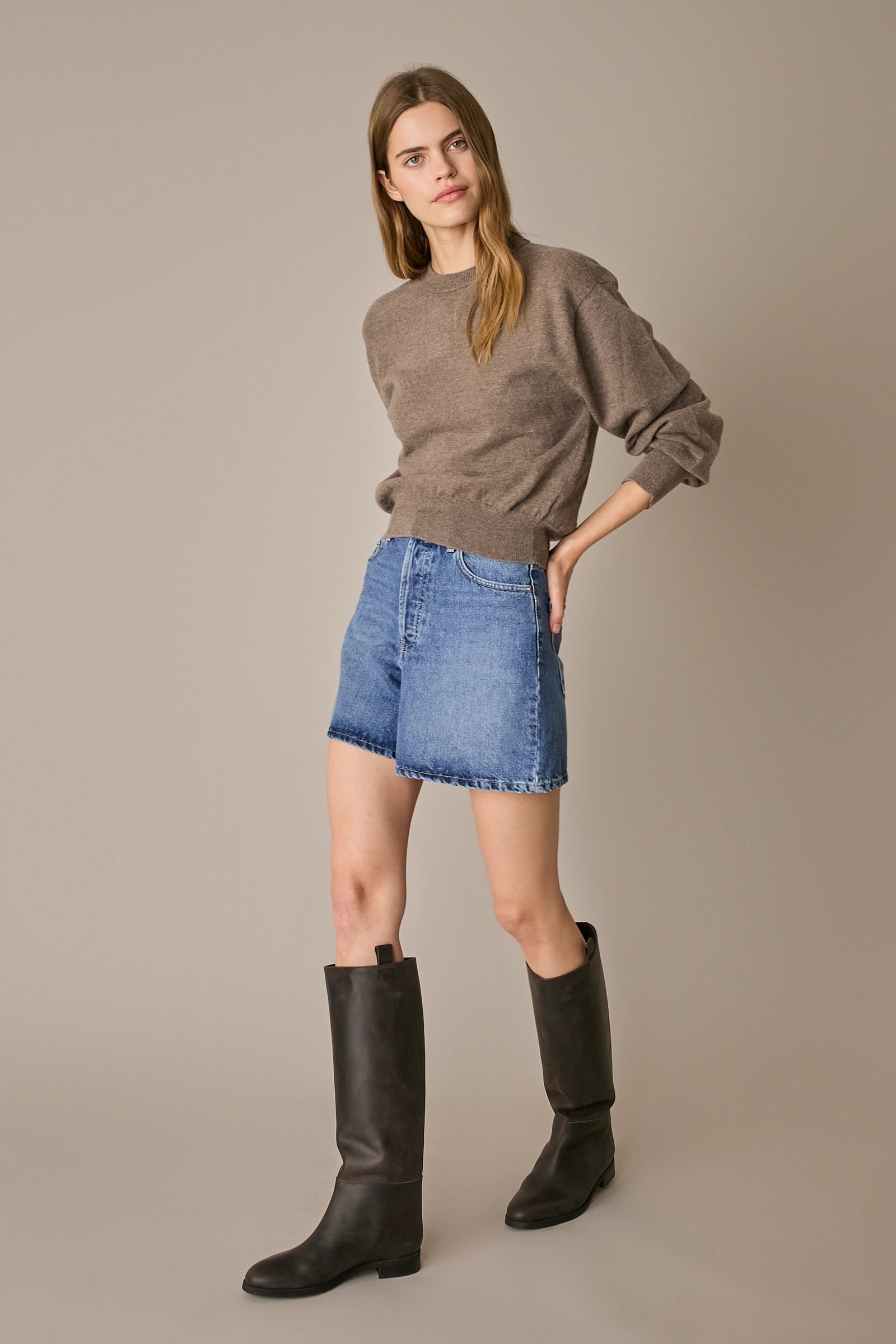 Oversized Merino wool crewneck sweater