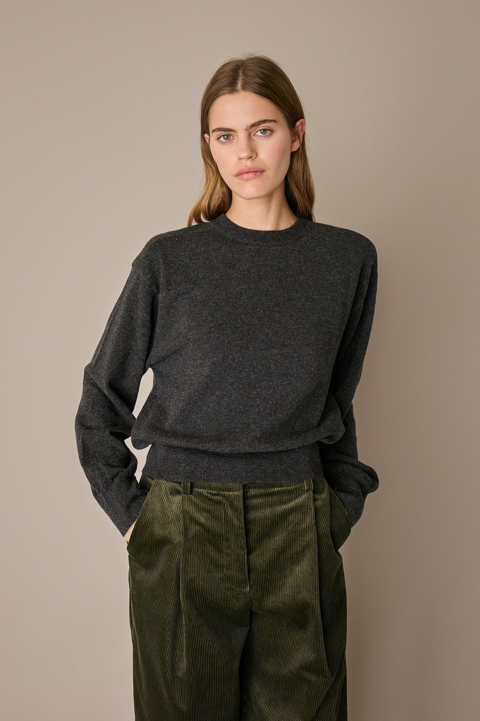 Oversized Merino wool crewneck sweater