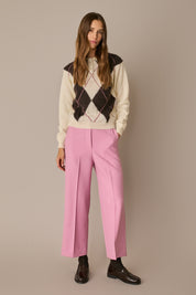 Mohair blend argyle polo sweater
