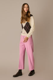 Mohair blend argyle polo sweater