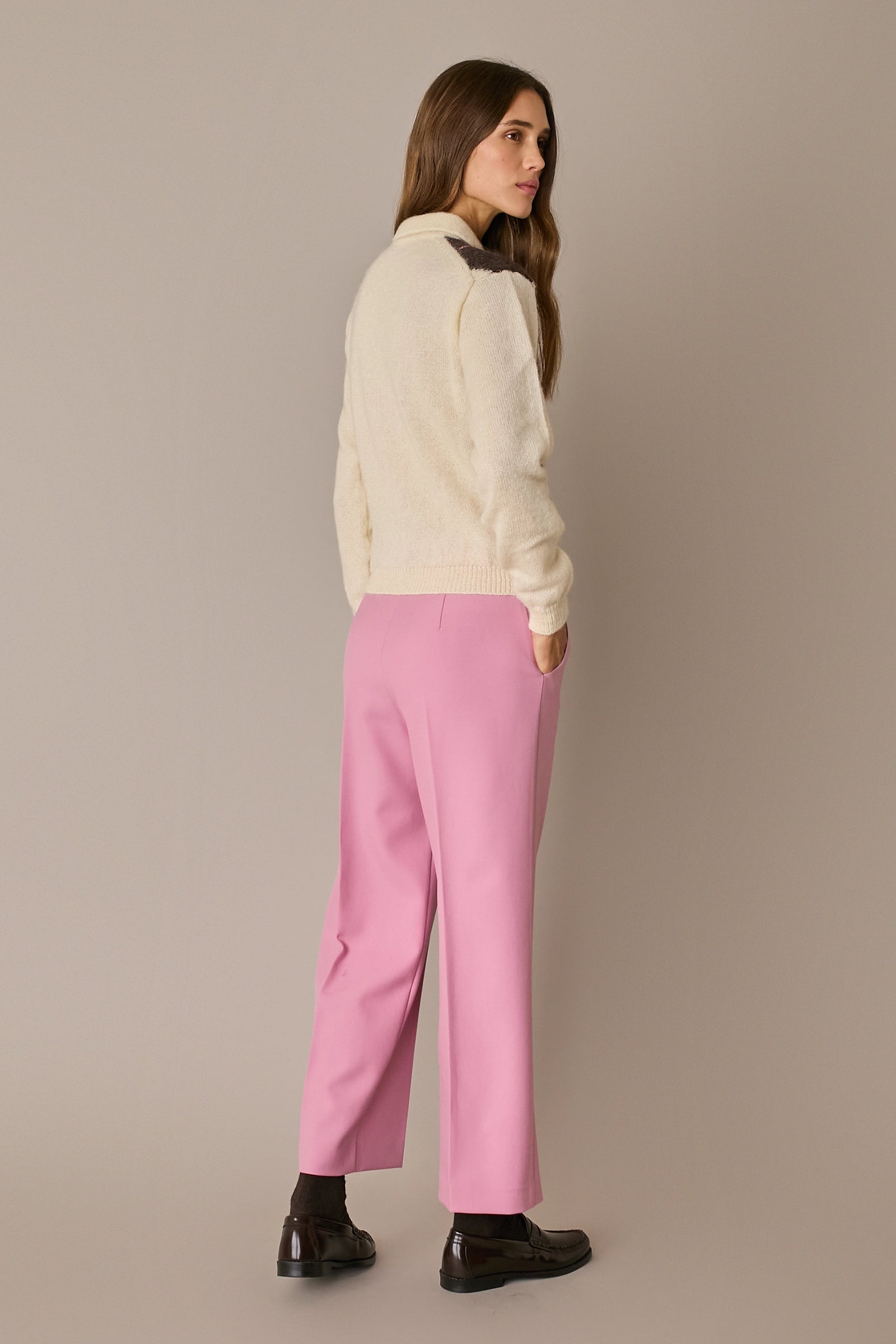 Mohair blend argyle polo sweater