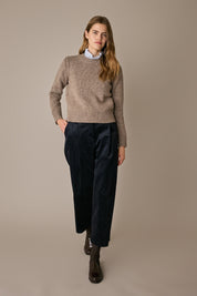 Cable-knit wool crewneck sweater