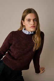 Cable-knit wool crewneck sweater