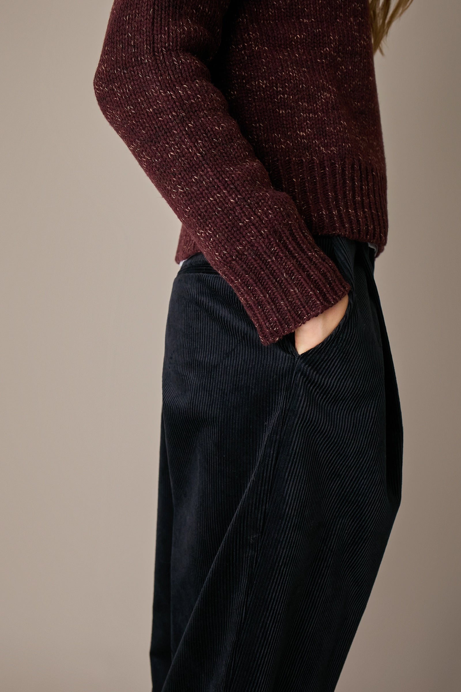 Cable-knit wool crewneck sweater